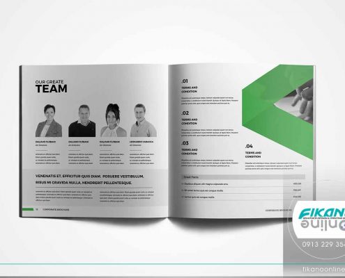 طراحی کاتالوگ با تم تیره رنگ ایده های طراحی کاتالوگ - وب سایت فیکانو آنلاین www.fikanoonline.ir