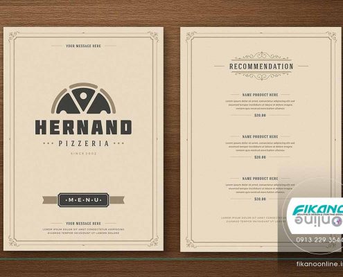 منوی زیبا برای فست فود و پیتزا ایده های طراحی منو لیست قیمت - وب سایت فیکانو آنلاین www.fikanoonline.ir