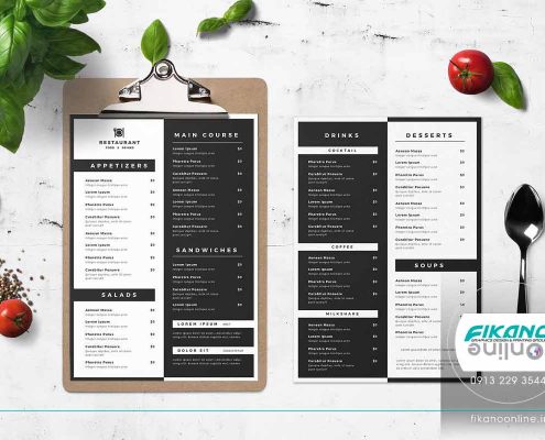 ایده های طراحی منو لیست قیمت - وب سایت فیکانو آنلاین www.fikanoonline.ir
