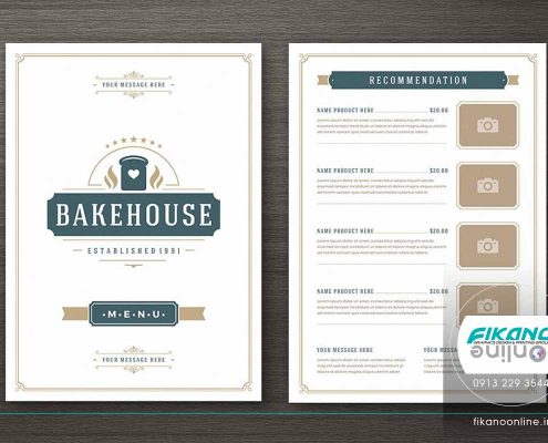 منو رستوران ساده و زیبا ایده های طراحی منو لیست قیمت - وب سایت فیکانو آنلاین www.fikanoonline.ir