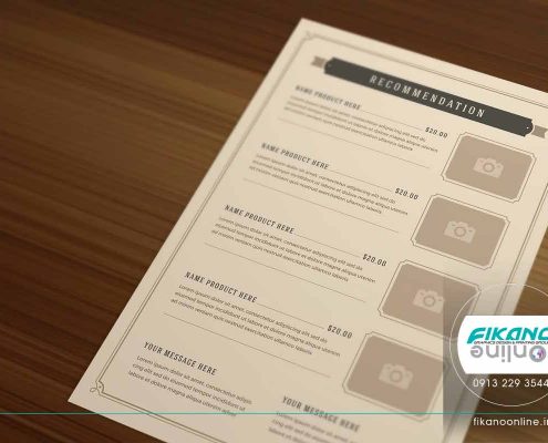منو رستوران ساده و زیبا ایده های طراحی منو لیست قیمت - وب سایت فیکانو آنلاین www.fikanoonline.ir