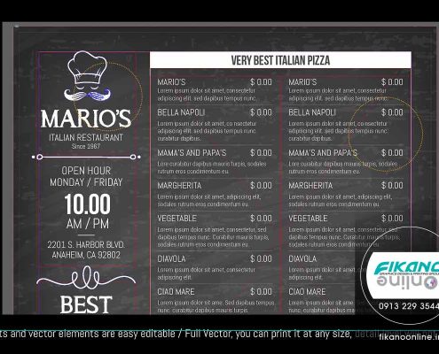 منو متفاوت و خلاق فست فود ایده های طراحی منو لیست قیمت - وب سایت فیکانو آنلاین www.fikanoonline.ir