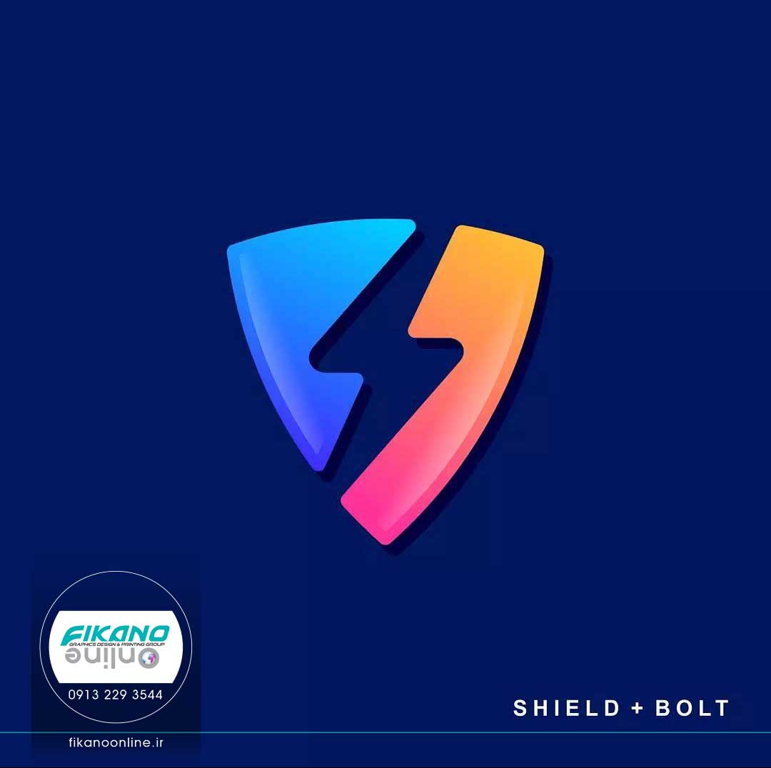 طراحی لوگو با رعد و سپر